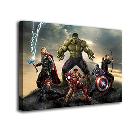 Genérico Cuadro Lienzo Canvas Infantil Superheroes Thor Hulk Capitan America Comic – Varias Medidas - Lienzo de Tela Bastidor Madera de 3 cm - Alta resolucion (50, 37)