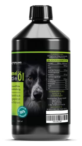 Kräuterland Schwarzkümmelöl für Hunde 1000ml (1Liter) Kaltgepresst & nativ