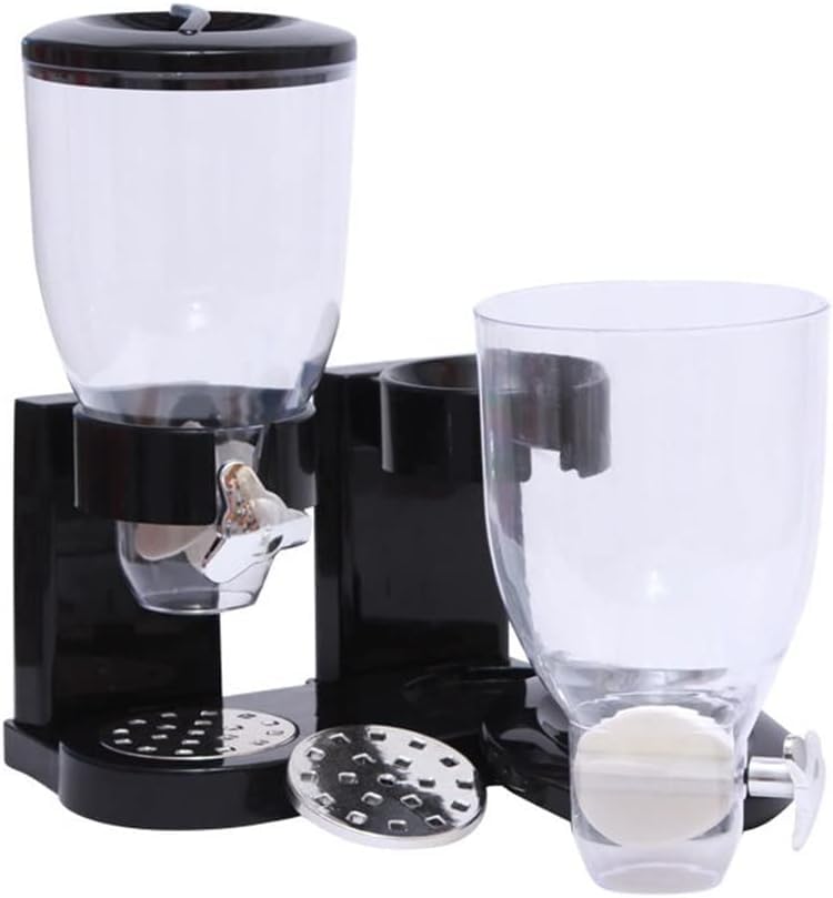 Distributeur De Céréales 3 Compartiments - Pot De Stockage Alimentaire Sec, 2 Litres, Noir Ou Blanc, Pratique Pour Petit-Déjeuner