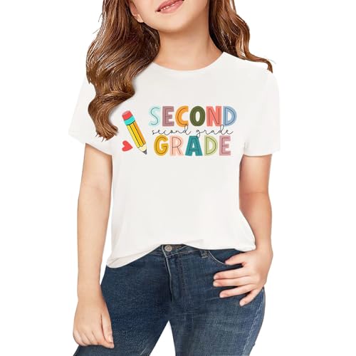 Girls First Day of Second Grade Shirt Boys Back to School Clothes Kids Classic Retro Basic Short Sleeve Outfits