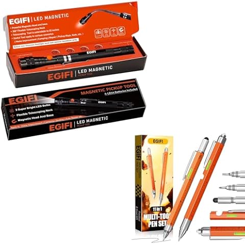 LED Magnetic Pickup Tools, Telescoping Magnetic Flashlight Pick Up Tool, 11 in 1 Multitool Pen with LED Light, Christmas Gifts for Men, Him, Dad, Husband Cover
