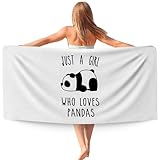 WAITPI Just A Girl Who Loves Pandas Beach Towel Gifts for Panda Lovers, Cute Black and White Panda Microfiber Quick Dry Travel Sand Free Beach Towels Oversized Decor for Bathroom Swimming 30x60 in