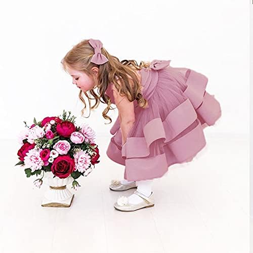 AIMJCHLD 0-6T Baby Girls V Backless Flower Dress Pageant Party Wedding Gown Dresses with Hair Bow - Image 2
