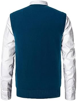 MeiLayM Heren Slim Fit Gebreide V-hals en Ronde Hals Mouwloos Vest Klassieke Zakelijke Gebreide Truien Truien Gilet Mouwloze Truien Tank Top V-hals Trui Vest met Geribbelde Rand, Rood, S