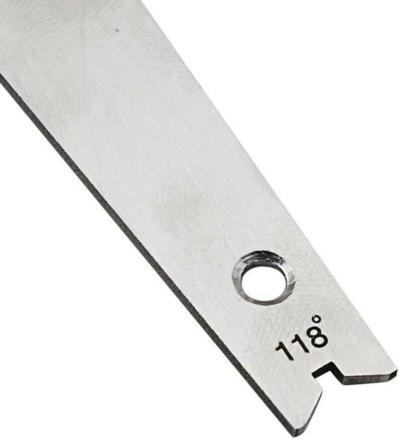 118 Degree Drill Bit Gauge Angle Inspection, Steel Sharpening Tool, High Wear Resistant Device Workshop, 3.44 x 1.36 Inch