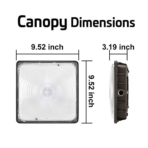 Konlite 40W Led Canopy Area Light - 175W Equal - 5450 Lumens - 5000K - Dark Bronze - 120-277V - Ul, Idea For For Gas Station, Carport, Warehouse, Garage,Shop, Underpass, Loading Dock Etc. #TOP5
