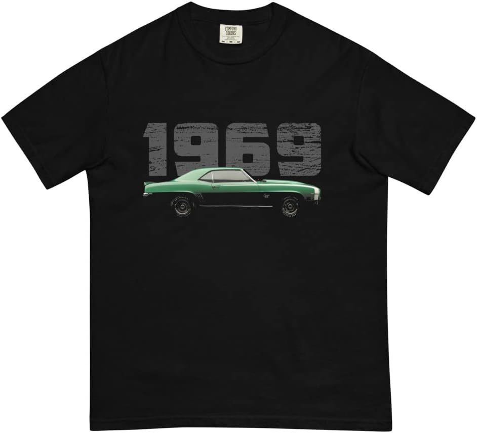 1969 Camaro SS Green Muscle Car Collector Classic Cars Graphic T-Shirt | Vintage Car Enthusiast Gift