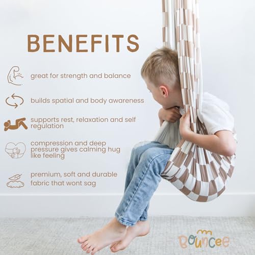 Bouncee Sensory Swing I 55"x60" Indoor or Outdoor Hammock I Special Needs I Autism Sensory I Relaxing Calming Pod I Holds up to 200 Pounds I Tan - Image 6