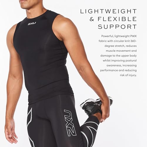 2XU Men's Core Compression Sleeveless Top - Enhance Performance and Recovery - Black/Silver4