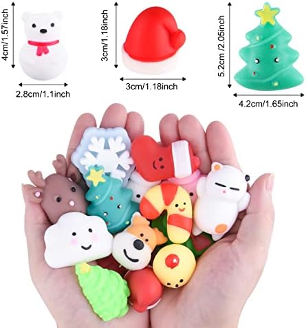 PLULON 40PCS Christmas Squishies Toys Animal Squeeze Toys Bulk for Kids Sensory Stress Balls Mini Christmas Trees Snowman Santa Claus for Xmas Party Bag Fillers Birthday Holiday Goodie Bag Stuffers