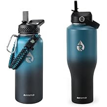 RAYMYLO 32oz Water Bottle Insulated Indigo/Black + 40oz Insulated Water Bottle for Car Indigo/Black
