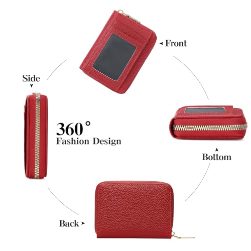 Image of GAEKEAO Wallet Women RFID Blocking Leather Small Compact Zip-Around Credit Card Holder with ID Window & Zipper Pocket