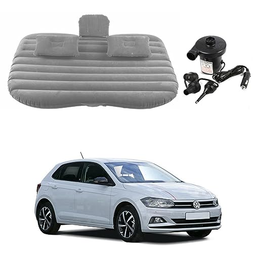 Image of Oshotto Multifunctional Car Travel Bed Mattress with Two Air Pillows, Car Air Pump Compatible with Volkswagen Polo (Grey)