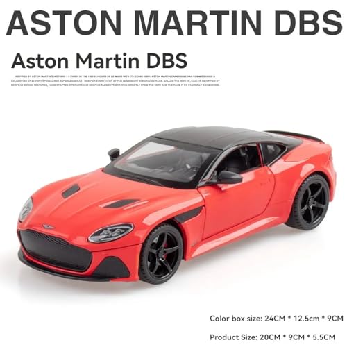 Image of 1:22 Scale Big Aston Martin DBS Metal Pullback Diecast Car for Kids with Openable Doors, Sound, Light Effects Toy for Car Enthusiasts, Green