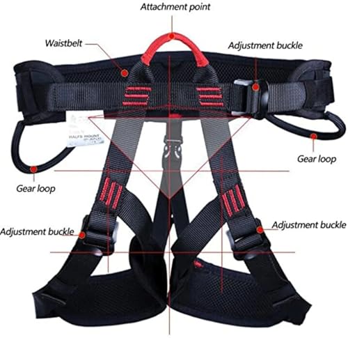 Image of Zeluga Half Body Climbing Harness with Thick Padding, Adjustable Safety Belt for Fall Protection