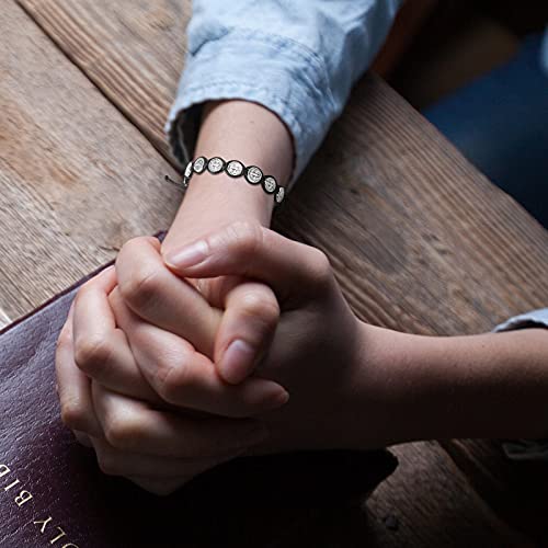 Hicarer 6 Pcs Saint Benedict Bracelets Protection Adjustable Handmade Black Cord Religious Jewelry ST Benedict Medal Rosary Wrist Bracelet Serenity Blessing Catholic Gifts for Women Men4