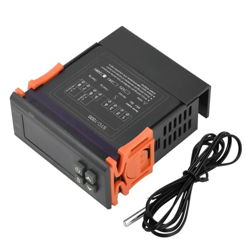 Aideepen Controlador de Temperatura STC-1000, Termostato Digital DC 12 V 10 A con 2 Salidas de Relé y Sonda NTC 10 K para Calefacción y Refrigeración - Interruptor de Temperatura