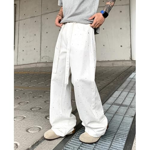 Men Rhinestone Jeans Wide Leg Sparkly Hip Hop Denim Pants3