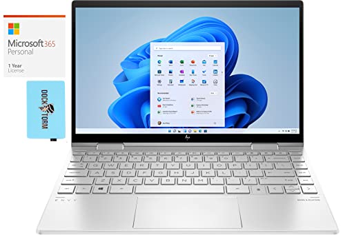 HP Envy x360 13t Home & Entertainment Laptop (Intel i7-1195G7 4-Core, 16GB RAM, 2TB m.2 SATA SSD, Intel Iris Xe, 13.3' 60Hz Touch Full HD (1920x1080), Win 11 Pro) with MS 365 Personal, Hub