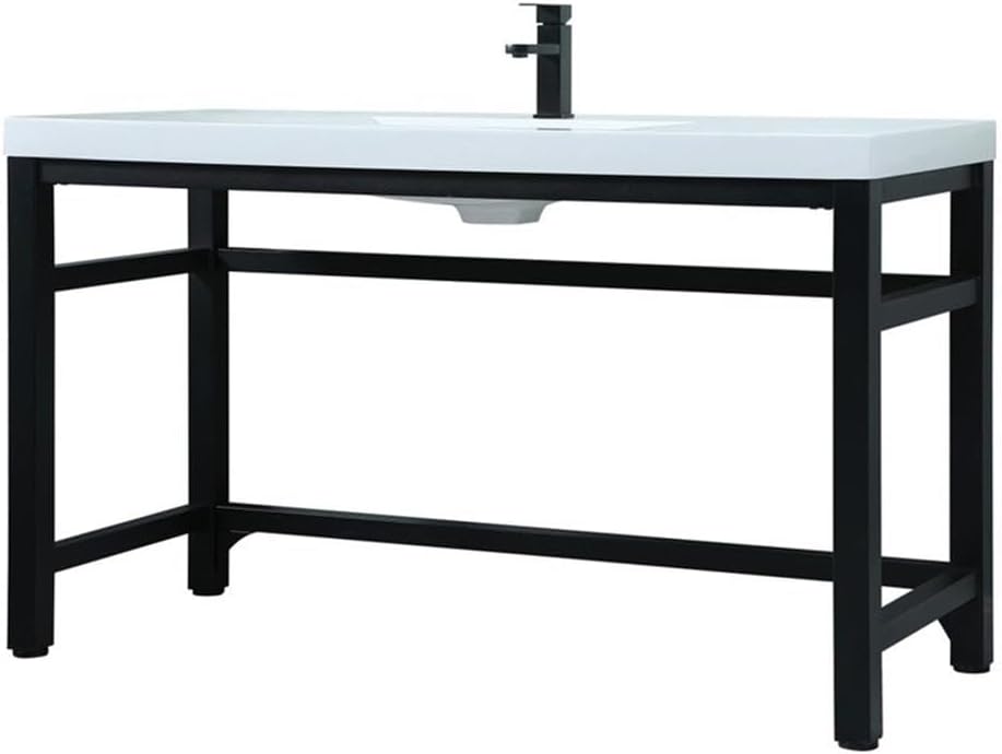 Elegant Kitchen and Bath Raya 54" Metal & Resin Single Bathroom Vanity in Black