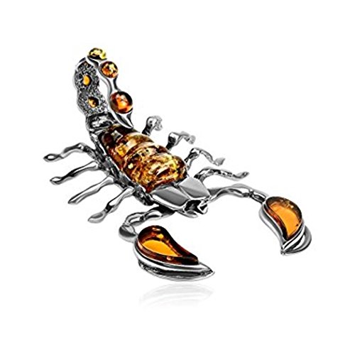 Ian And Valeri Co. Amber Sterling Silver Scorpion Pendant #TOP26