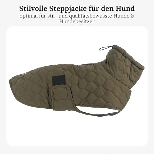 Wanderpfote Hundemantel – Steppjacke Hundejacke Stilvoll und Elegant – Hundemantel Wasserdicht – optimal für kleine und mittelgroße Hunde (Grün, XS)