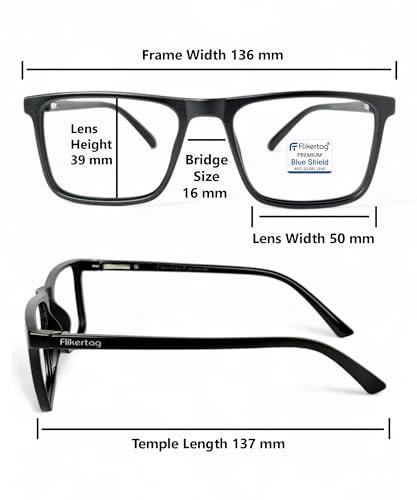 Image of Premium Blue Light Filter Photochromic Computer Glasses | Zero Power Blue Cut Photochromic Eye glasses For Eye Protection | Retro Square Frame for Men & Women /Standard Size (BLACK)