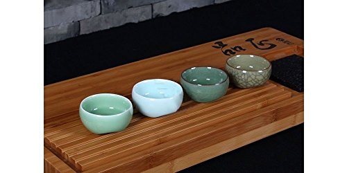 ZHAMS Kungfu Teacup,Chinese Long-Quan Celadon Teacup,Tea Set, Set of 4