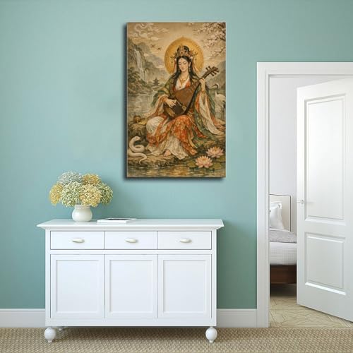 Déesse japonaise Benzaiten : rompez la monotonie de vos murs avec cette toile zen