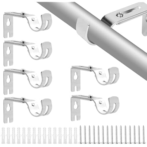Brelet Adjustable Heavy Duty Silver Curtain Rod Brackets Cover