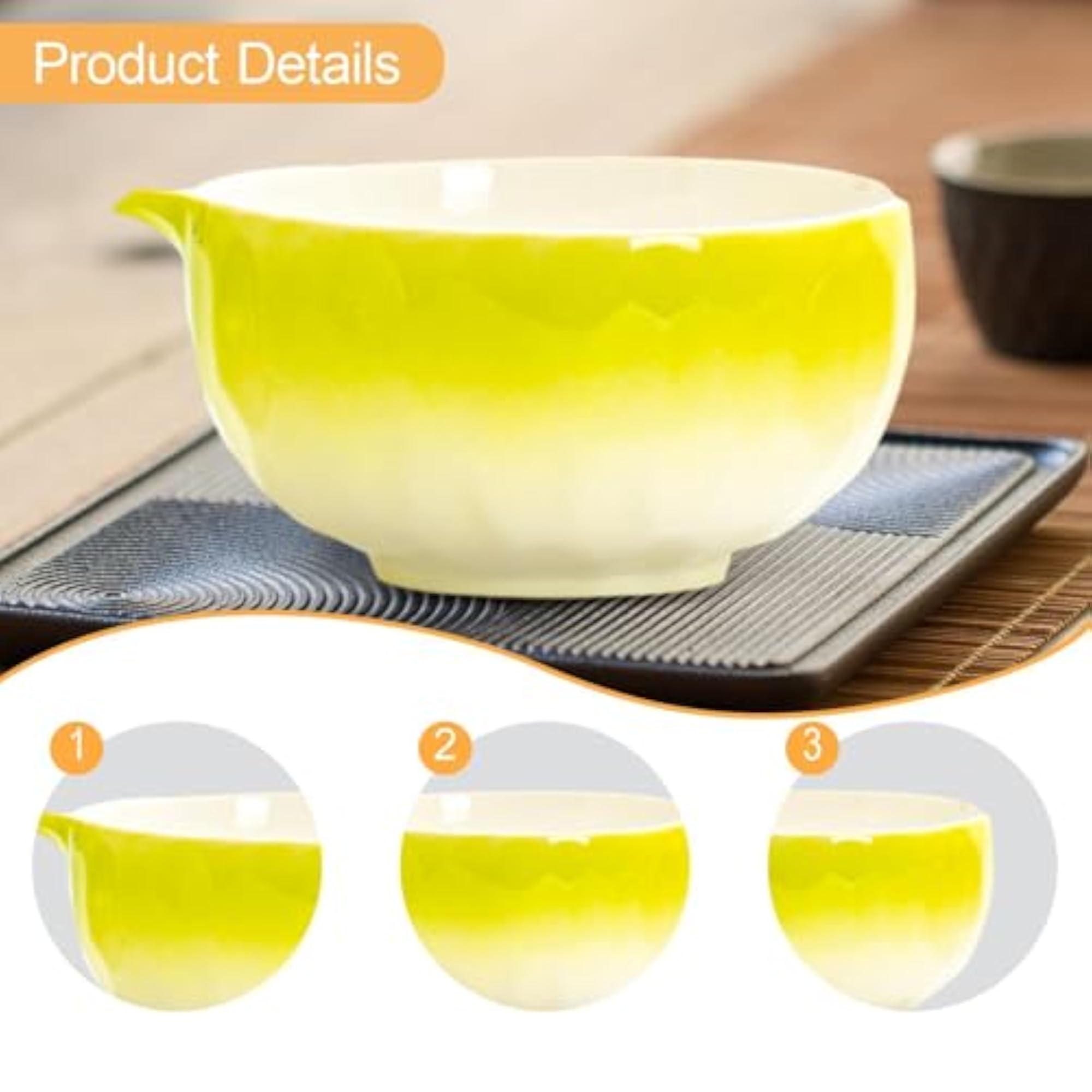 Handcrafted Matcha Bowl with Spout, Yellow Tea Bowl