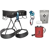BLACK DIAMOND Mens Momentum Rock Climbing Harness - Complete ATC-XP Package, Anthracite, Medium