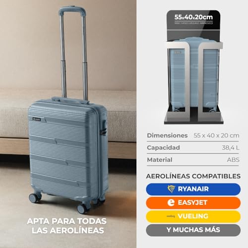 Miniatura 2 de Numada - Maleta De Viaje Cabina 55x40x20cm 38,4l Upfly T10 Xs Apta Para Ryanair Con Cierre De Combinación Y 4 Ruedas. Maleta De Mano Rígida Resistente, Ligera Con Interior Compartimentado Azul