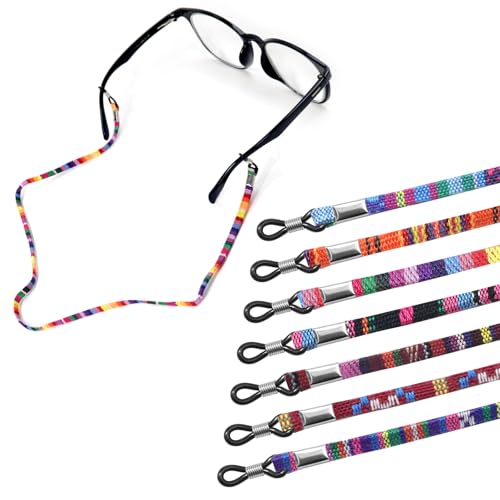 Qufiiry Cordones para Gafas, 7 Piezas Correas Ajustables, Cuerda de Gafas Antideslizante, Multicolor Cuerda de Gafas, de Sol Con Hebilla, para Mujeres, Hombres y Niños