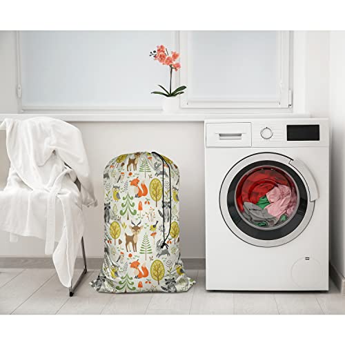 Swono-Woodland-Animals-Laundry-Bag-with-Strap-Machine-Washable-Large-Dirty-Clothes-Organizer-Trees-Mushrooms-Berries-Rabbit-Owl-Easy-Fit-Laundry-Hamper-or-Basket-Carry-Up-to-4-Loads-of-Laundry Swono Woodland Animals Laundry Bag with Strap Machine Washable Large Dirty Clothes Organizer Trees Mushrooms Berries Rabbit Owl Easy Fit Laundry Hamper or Basket Carry Up to 4 Loads of Laundry