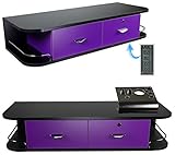 LCL Beauty Purple Locking Wall Mount Styling Station with Black Metal Tabletop Appliance Holder & 4...