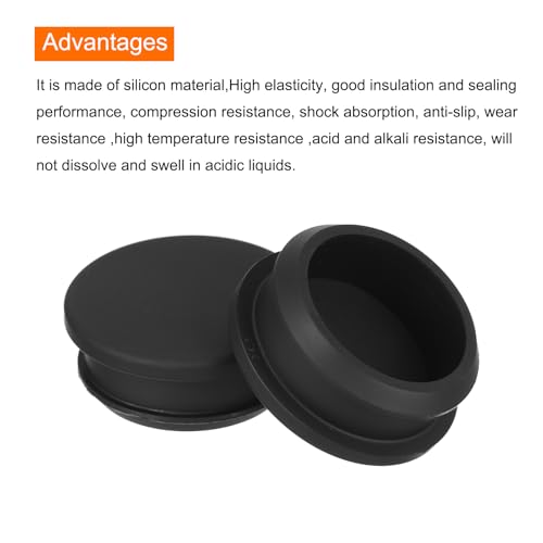 Image of MECCANIXITY Silicone Snap in Locking Hole Plugs,Rubber Panel Seal Cover Flush Type Panel Round for Kitchen Rubber Bulkheads Waterproof Sealing Plugs 34.6mm /1.36 Inch Diameter Black,Pack of 4
