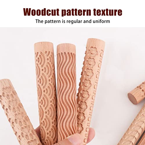 YWNYT 6pcs Wooden Clay Roller - Image 2
