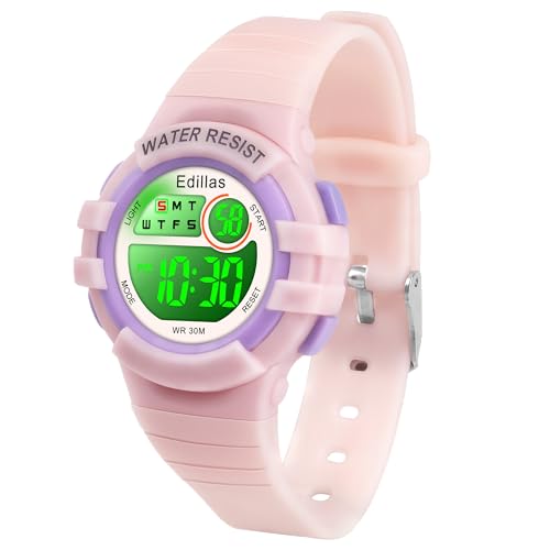 Image of Edillas Kids Watches Digital Girls Boys, 7 Colors Light Wrist Watch for Child Waterproof Sport Outdoor Multifunctional Wristwatches with Stopwatch /Alarm for Ages 4-15