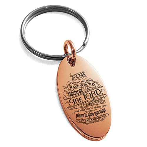 Stainless Steel Hope & Future Jeremiah 29:11 Small Oval Charm Keychain Keyring