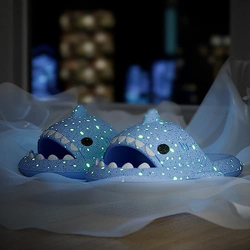 Galaxy Shark Slides Glow in the Dark for Men and Women, Cloud Shark Slides Beach Sandals Luminous Shark Slippers3