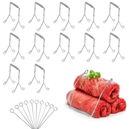 12 Pièces Roulade en Acier Inoxydable, Rochettes à Roulade, Pinces à Roulade, Réutilisables brochettes à Roulade Pour Viande Grillée, Fruits de mer, Légumes