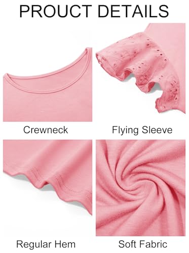 Image of Imily Bela Girls Ruffle Sleeve Shirts Crewneck Eyelet Tops 4-15 Years | Cute summer casual blouse, Soft breathable eyelet fabric with ruffle sleeves, Comfortable daily shirts for kids