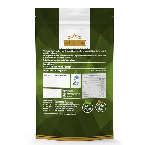 Ausha Organic Neem Powder 100g | Immunity,Digestion, Cleanse| Hair Growth, Da...