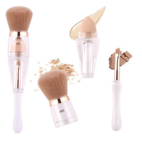 Makeup Brushes Zoreya(TM) 3 in 1 New TRIO Complexion 3x High Efficient Multipurpose Professional Makeup Brushes set Kit with Maximum Application, Bronzer Brush, Blender Sponge (Angled Brow Set)