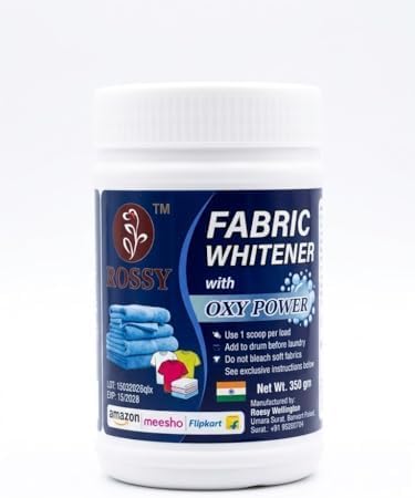 ROSSY Fabric Whitener with Oxy Power, 350 gm | Oxy Power Formula, 1 Scoop per Load, Add to Drum, Safe for Colours, All Fabric Types-image-5