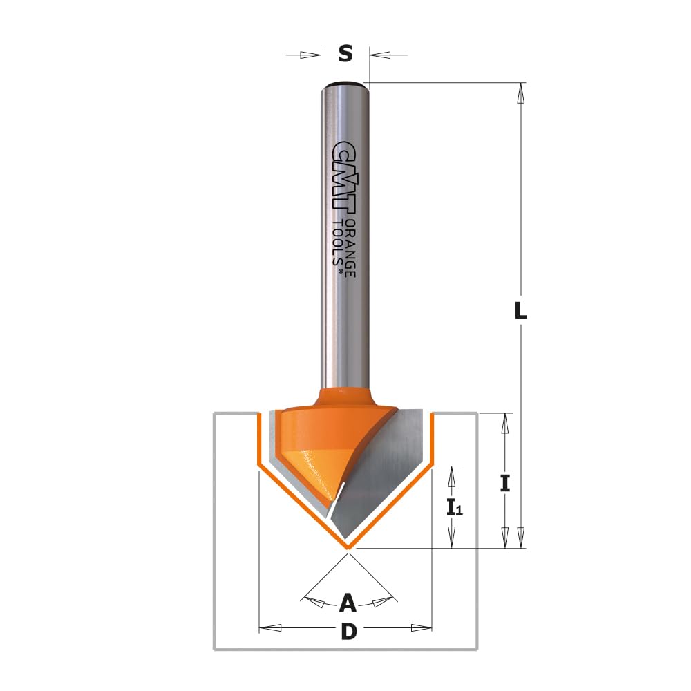 CMT Orange Tools 715,190,11 Fraise à Rainurer en v (90) hm s 6-d 19 x 16