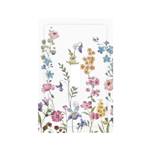 Spring Rustic Vintage Colorful Wildfower Floral Decorative Single Toggle Device Decorator Outlet Light Switch Wall Plate Cover Flower Herbs Sage Green Leaf 1-Gang Electrical Oversized Faceplate Cover