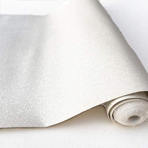 ZAIONE 8” x 53” (21cm x 135cm) Roll Sparkly Superfine Glitter Vinyl Fabric Fine Glitter PU Leather Canvas Back Material for Shoes Bag Sewing Patchwork DIY Bow Craft Applique（Off White）