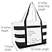 DALIX Striped Boat Bag Premium Cotton Canvas Tote in Black